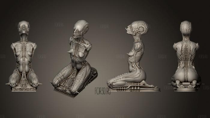 Alien kneeling stl model for CNC